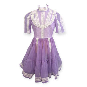 Apocalyptic Vintage Sheer Swiss Dot Square Dancing Dress Country XS/S
